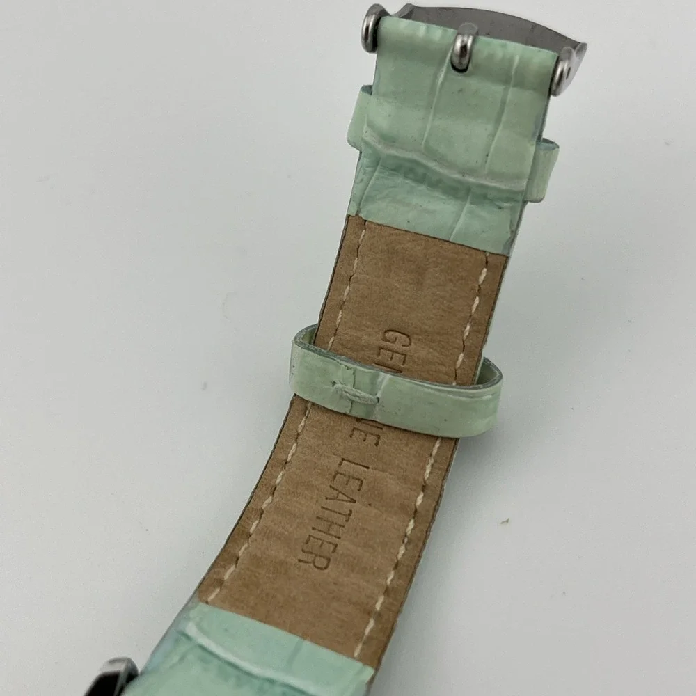Pastorelli Watch Women 34mm Case MOP Dial Blue Leather Band Swiss- New Battery